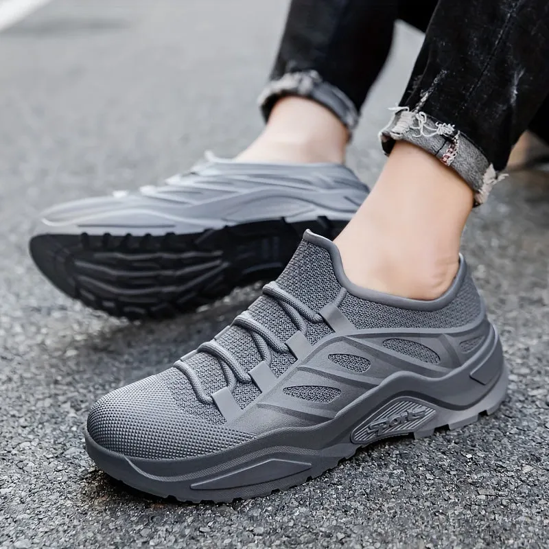 Men's Stylish Low Top Rain Boots, Lightweight Waterproof Slip On Shoes For Outdoor Casual, Men's Fishing Work And Garden Shoes
