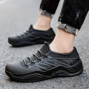 Men's Stylish Low Top Rain Boots, Lightweight Waterproof Slip On Shoes For Outdoor Casual, Men's Fishing Work And Garden Shoes