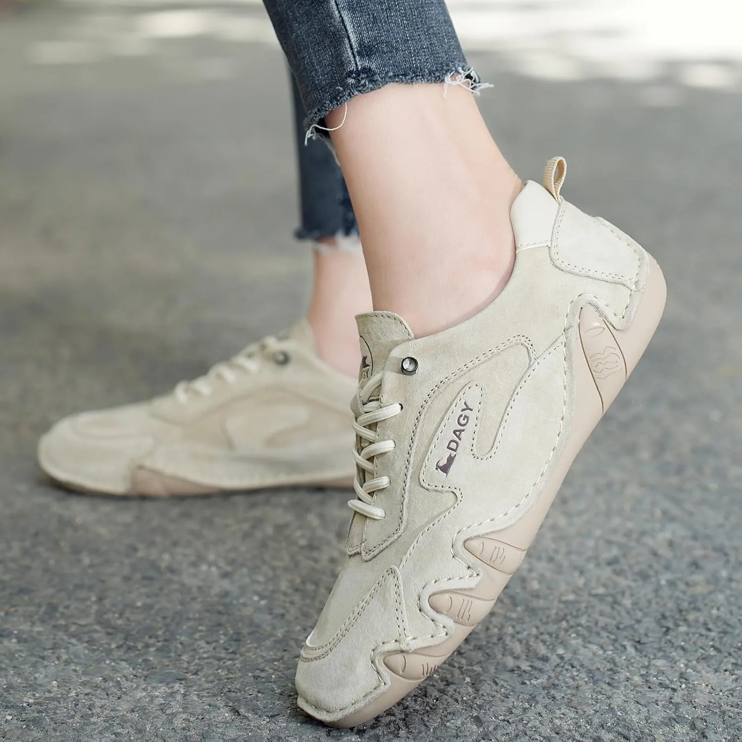 Women's Outdoor Classic Non Slip Drawstring Suede Trail Shoes for Hiking & Walking Casual Low Top Leather Waterproof Chukka Boots Loafers